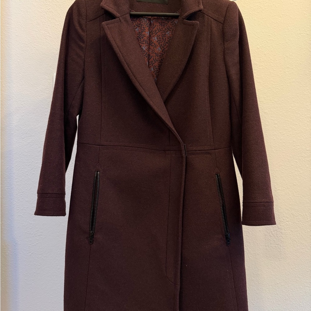 Kookai Aubergine Wool Blazer Coat